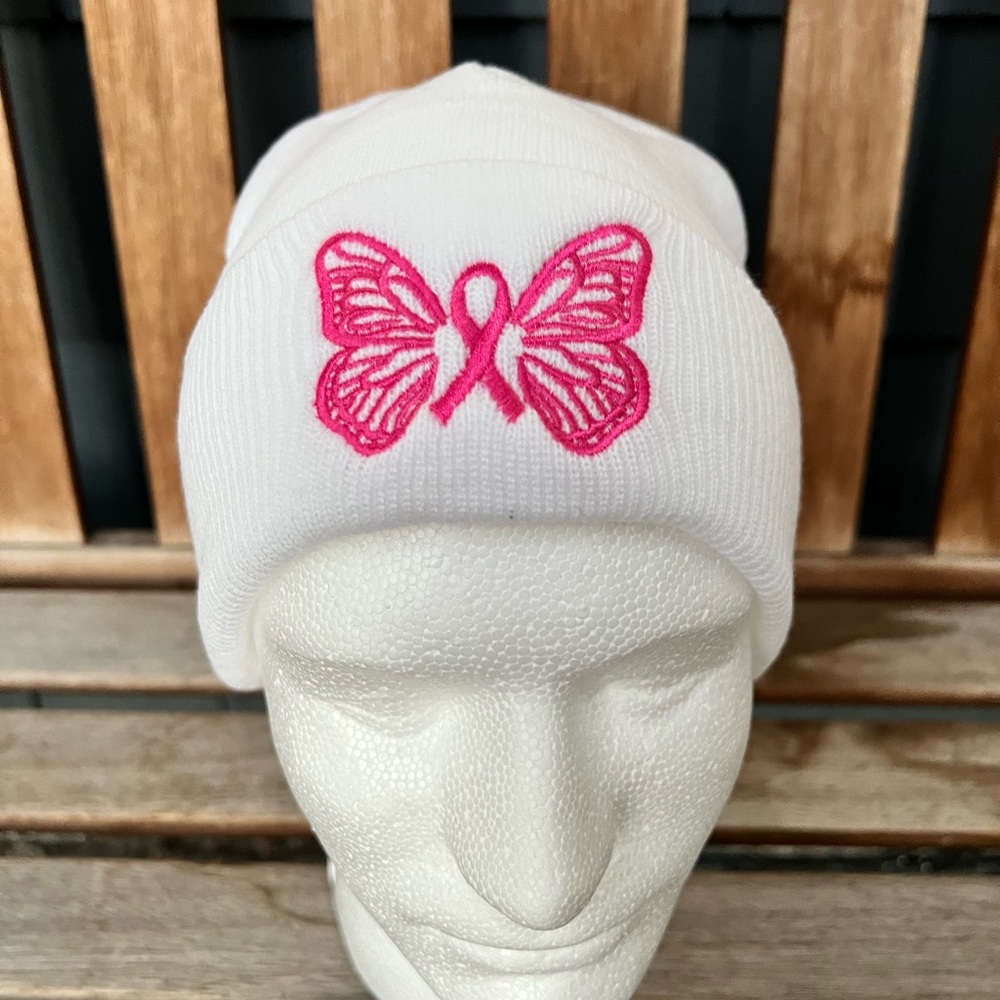 Breast Cancer Awareness Butterfly Beanie